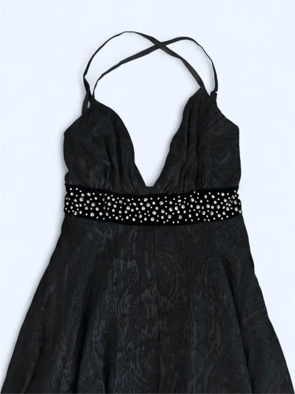 Y2K Bebe Black Studded High Low Formal Dress - Picture 7 of 9